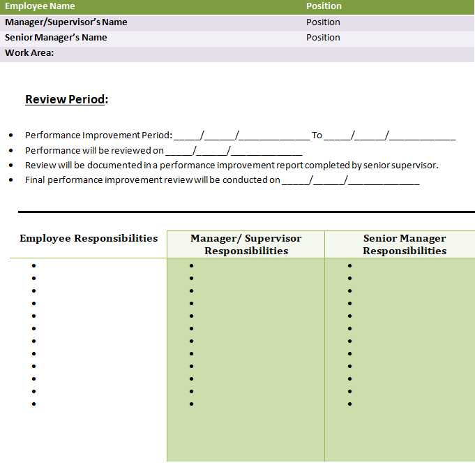 employee improvement template