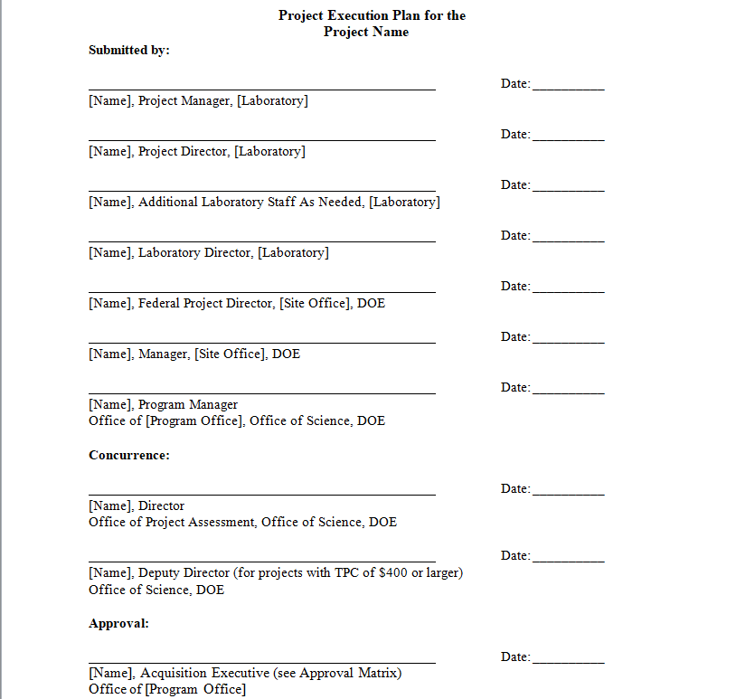 project execution plan template
